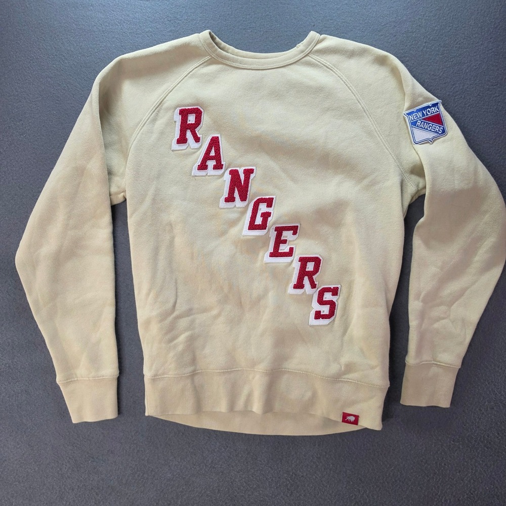 Sportiqe New York Rangers Sweatshirt Mens XS Cream NHL Raglan Pullover Fleece